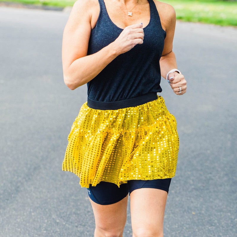 Gone For a Run Running Costume Tutu Skirt by Gone For a Run | Glitter Sequined Tutu | Gold, One Size - Image 5